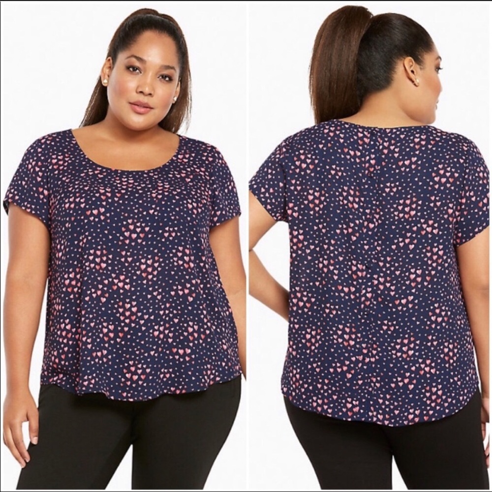 Torrid Pink Heart Print Blouse